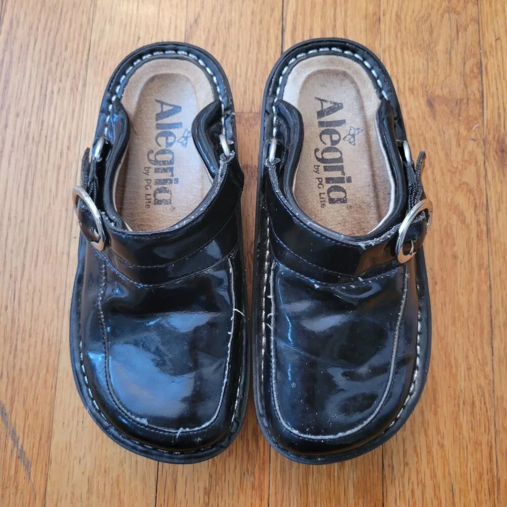 Alegria‎ 12 Kids Black Patent Clogs Mules Slides LOU 101 LOUISE Seville